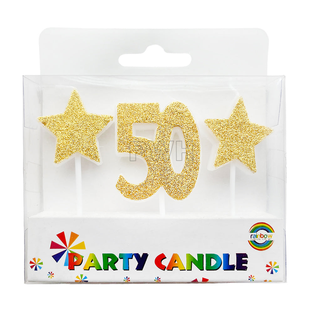 50th Milestone Stars Number Candle