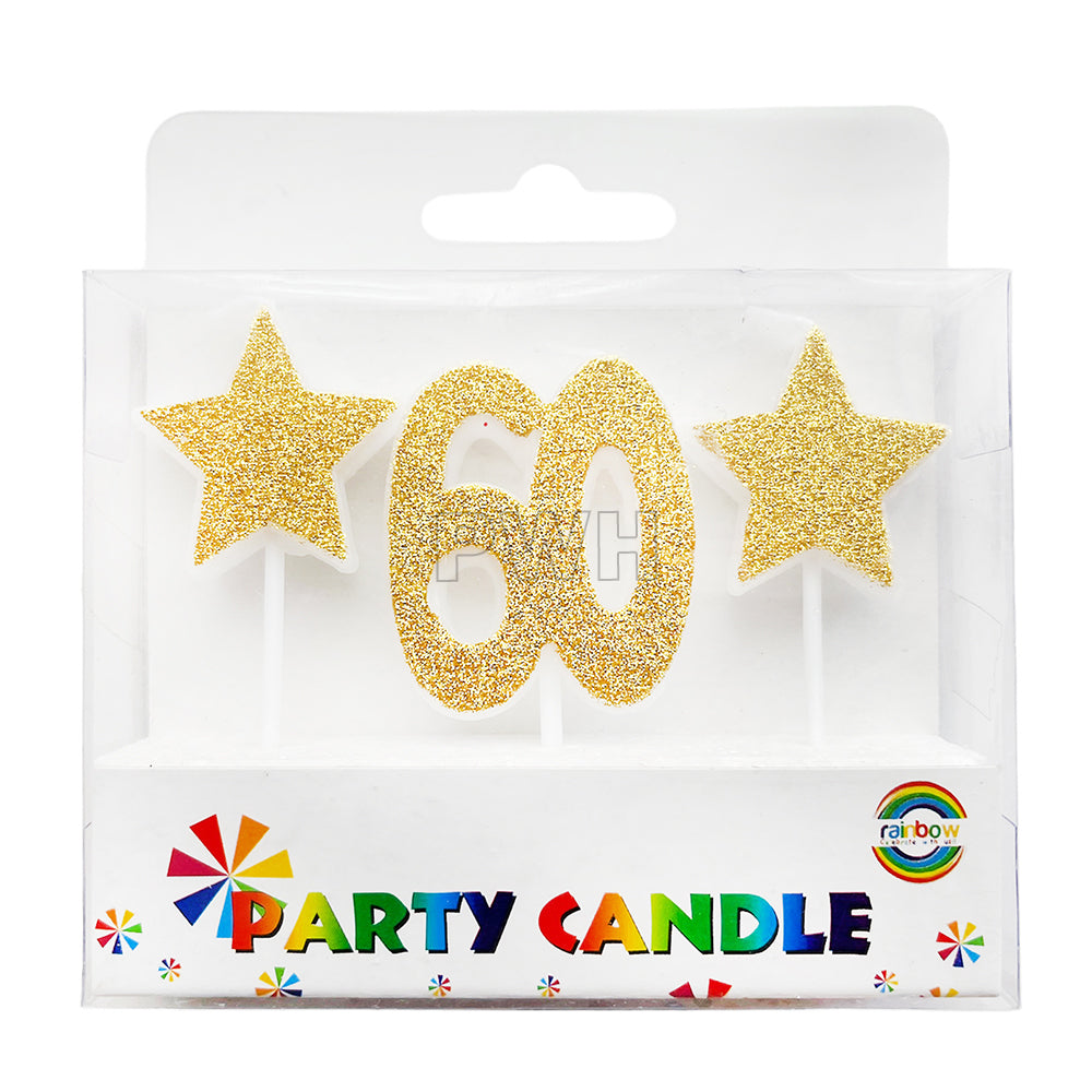 60th Milestone Stars Number Candle