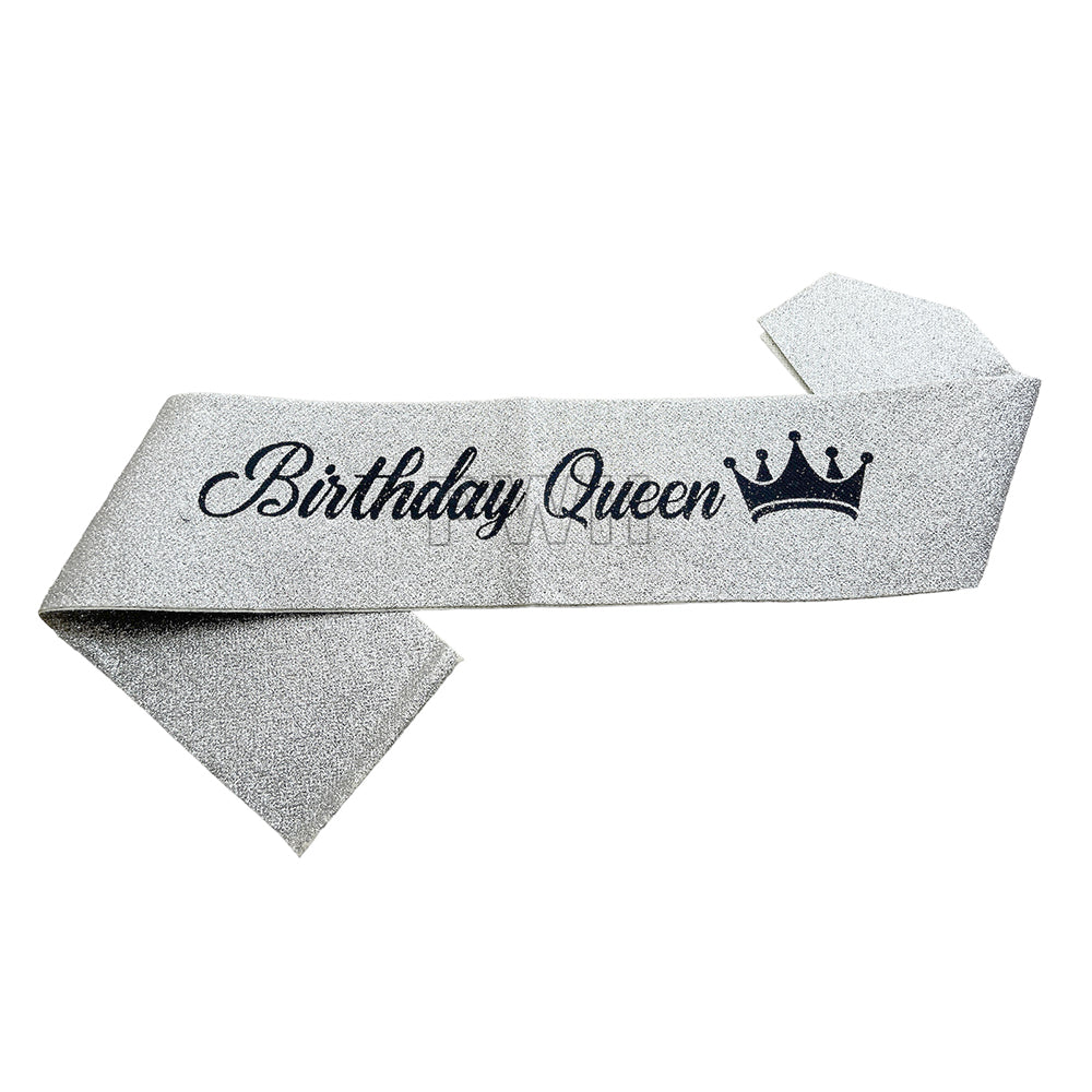 Birthday Queen Glitter Sash - Assorted Colors