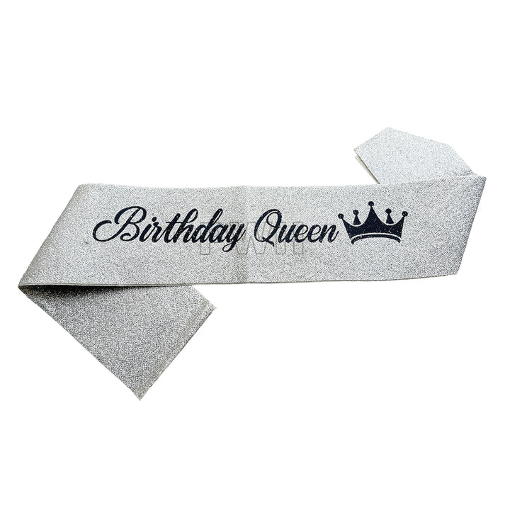 Birthday Queen Glitter Sash - Assorted Colors