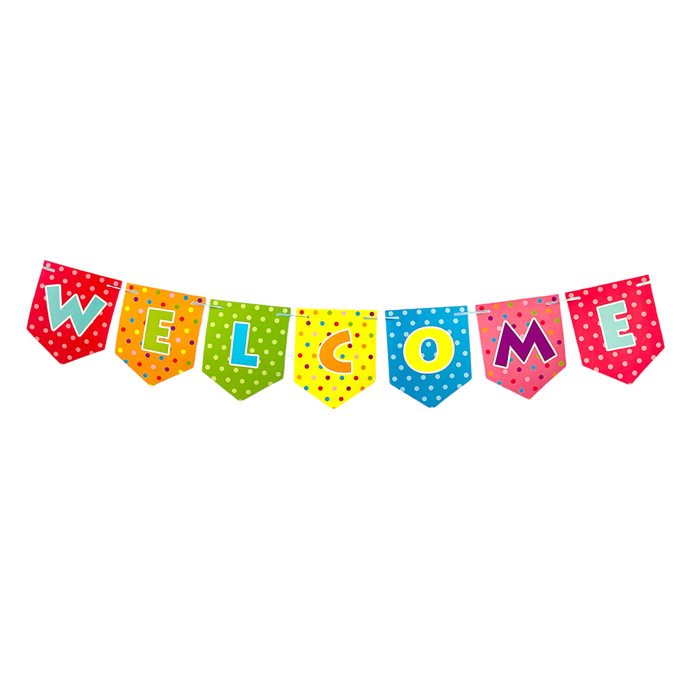 Welcome Party Colorful Paper Banner | Wall banners, bunting, flags, and ...