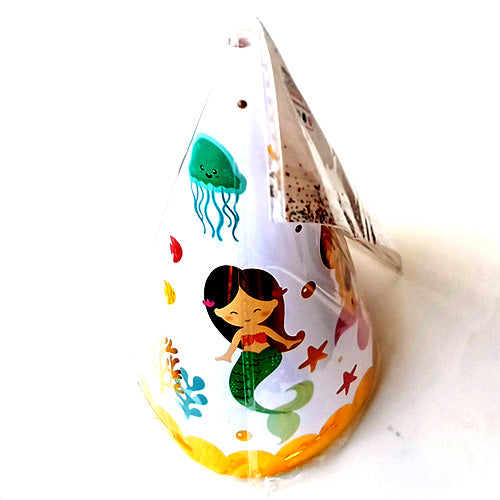 Mermaid Theme Glossy Birthday Caps - Party Wholesale Hub
