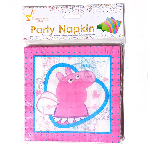 Peppa Pig Theme Paper Napkins - Pack - Party Wholesale Hub