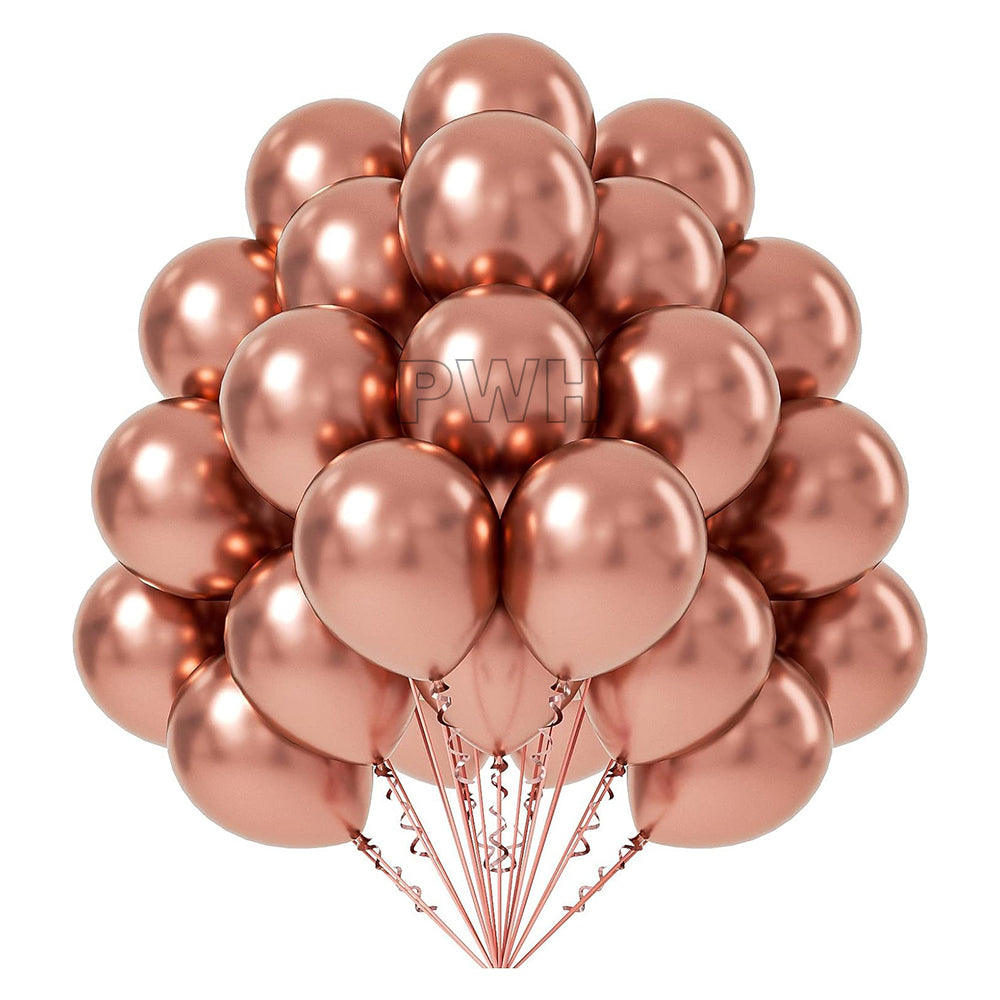 Premium 10 Inch Chrome Latex Balloons Golden Silver Rose Gold Pack of 50 for Birthday, Wedding, Baby Shower, Balloon Arch and Wholesale Party Decoration Supplies