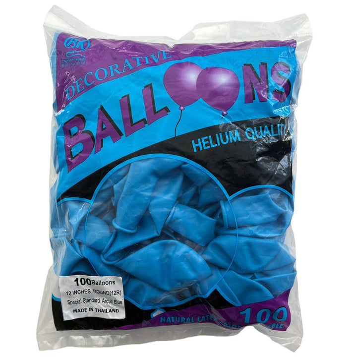 12" Standard Latex Balloons - Pack - Arctic Blue - Party Wholesale Hub