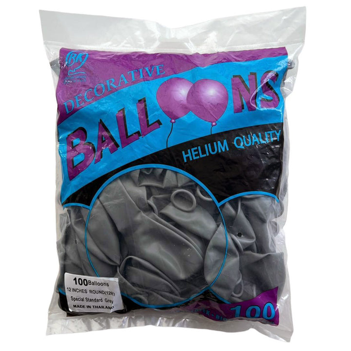 12" Standard Latex Balloons - Grey - Pack - Party Wholesale Hub