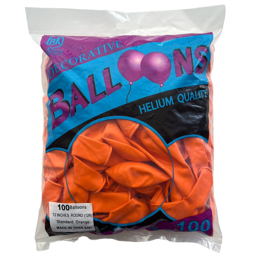 12" Standard Latex Balloons - Orange - Pack - Party Wholesale Hub