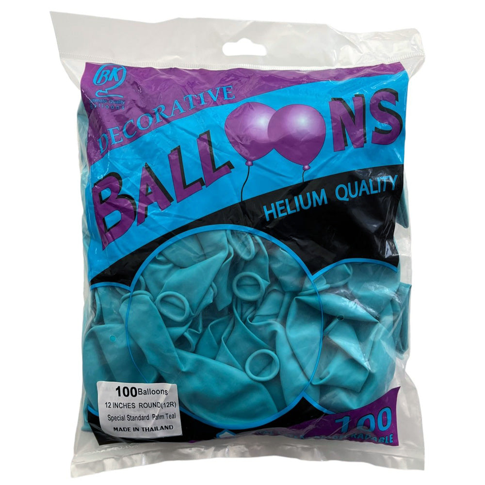 12" Standard Latex Balloons - Palm Teal - Pack - Party Wholesale Hub