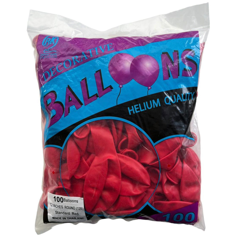 12" Standard Latex Balloons - Red - Pack - Party Wholesale Hub