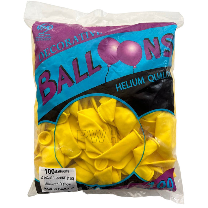 12" Standard Latex Balloons [100 pcs pack] - Yellow