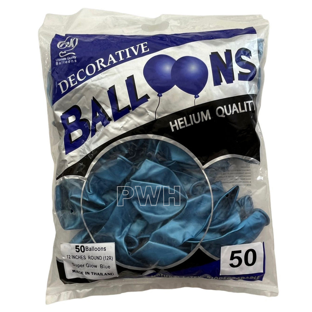 12" Super Glow Latex Chrome Balloons [50 pcs pack] - Blue