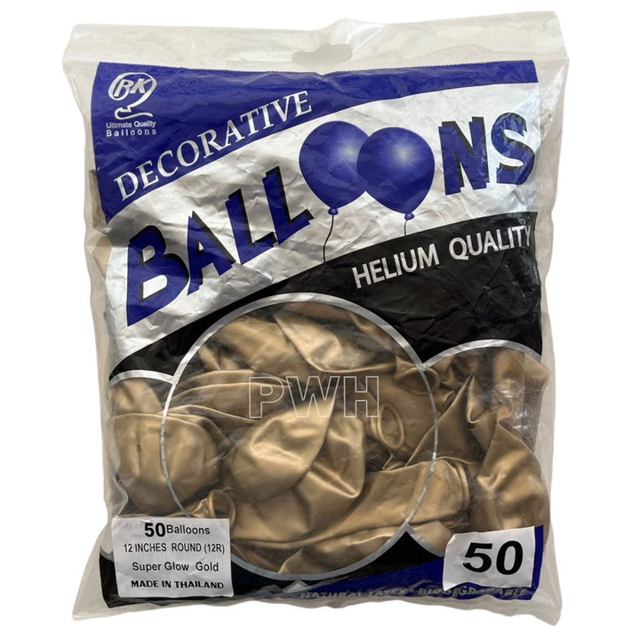 12" Super Glow Latex Chrome Balloons [50 pcs pack] - Golden
