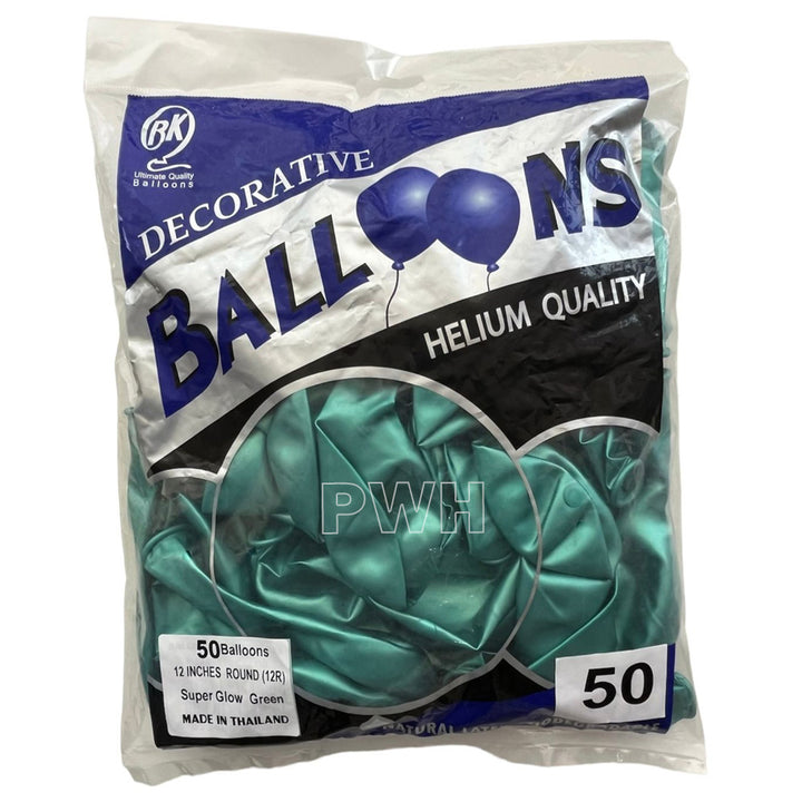 12" Super Glow Latex Chrome Balloons [50 pcs pack] - Green