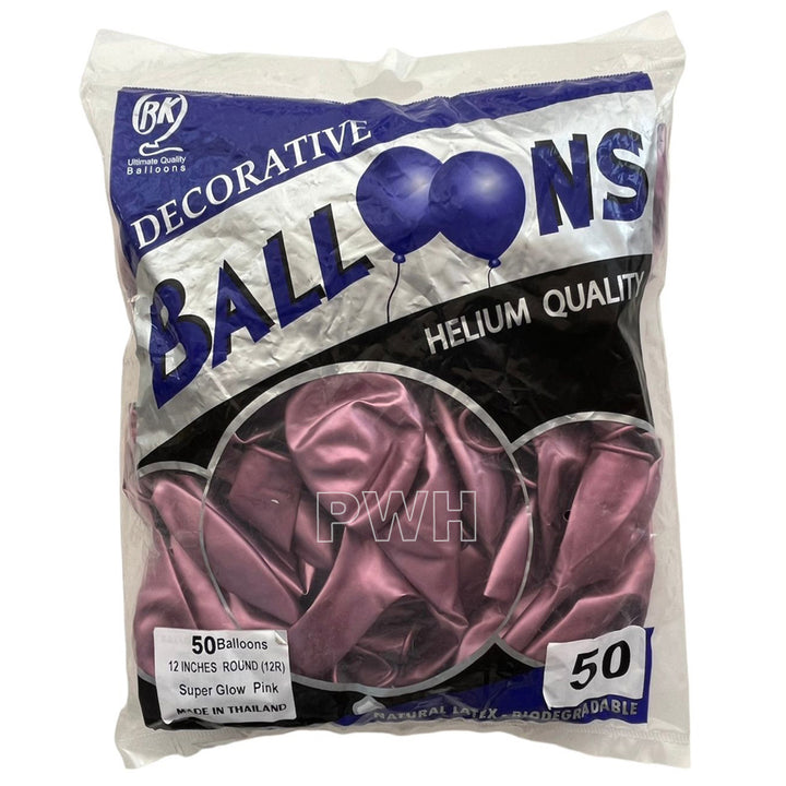 12" Super Glow Latex Chrome Balloons [50 pcs pack] - Pink