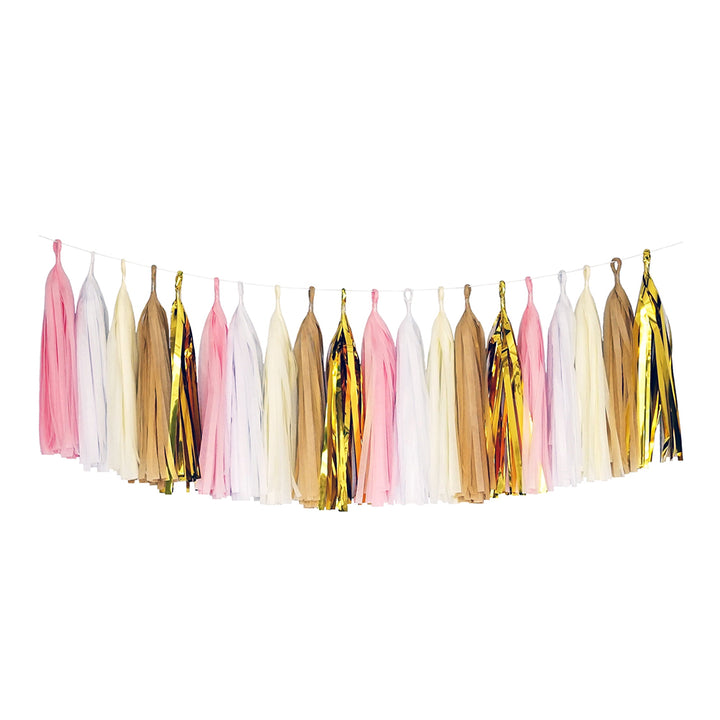 15 Pcs Tissue Paper Tassel Garland Assorted - Party wholesale hub