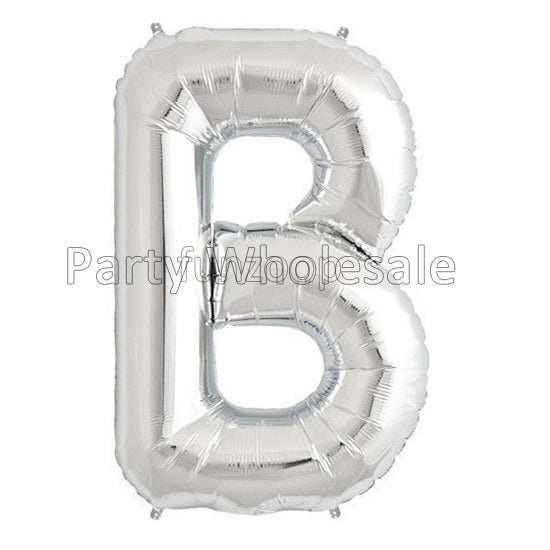 16" STANDARD Foil Alphabet Balloons- Silver (Letters A - Z)