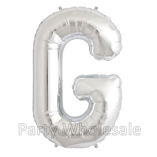 16" STANDARD Foil Alphabet Balloons- Silver (Letters A - Z)