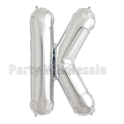 16" STANDARD Foil Alphabet Balloons- Silver (Letters A - Z)