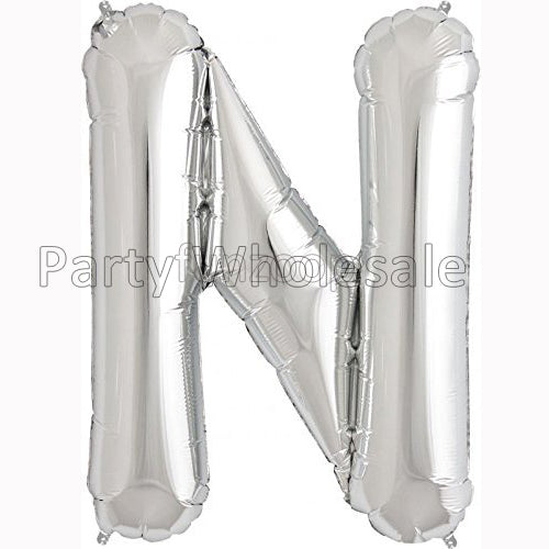 16" STANDARD Foil Alphabet Balloons- Silver (Letters A - Z)