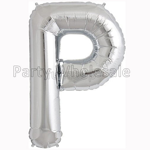 16" STANDARD Foil Alphabet Balloons- Silver (Letters A - Z)