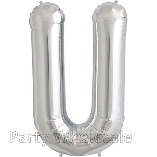 16" STANDARD Foil Alphabet Balloons- Silver (Letters A - Z)