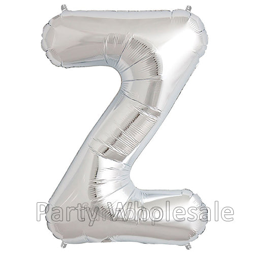 16" STANDARD Foil Alphabet Balloons- Silver (Letters A - Z)