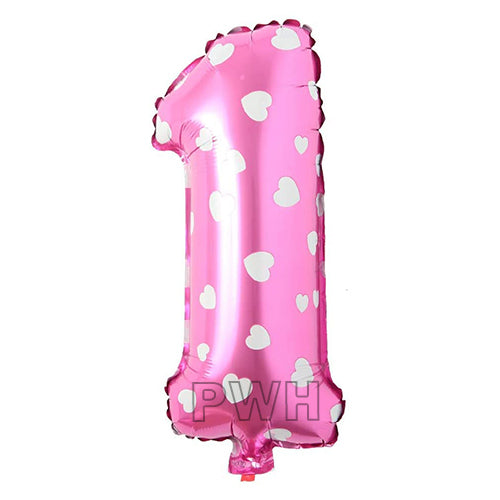 16" STANDARD Foil Number Balloons- Pink (Numbers 0 - 9)