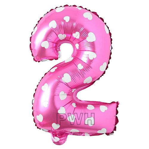 16" STANDARD Foil Number Balloons- Pink (Numbers 0 - 9)