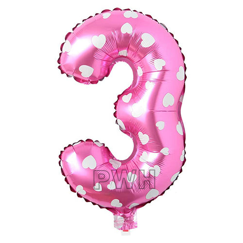 16" STANDARD Foil Number Balloons- Pink (Numbers 0 - 9)