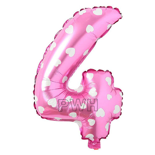 16" STANDARD Foil Number Balloons- Pink (Numbers 0 - 9)