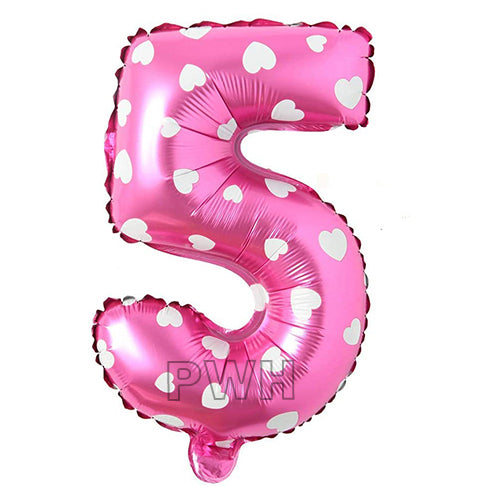 16" STANDARD Foil Number Balloons- Pink (Numbers 0 - 9)