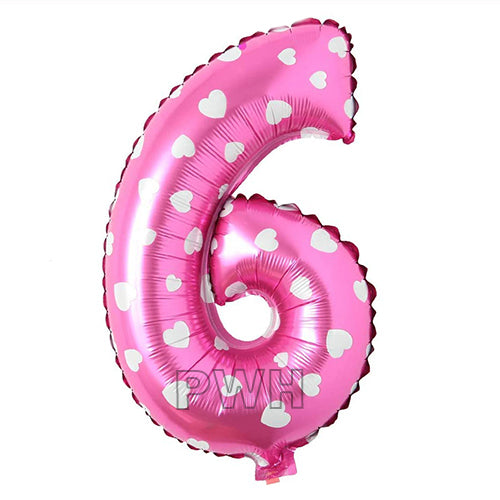 16" STANDARD Foil Number Balloons- Pink (Numbers 0 - 9)