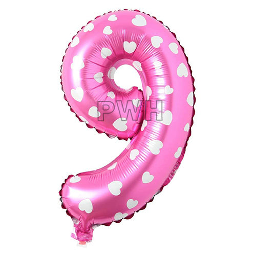 16" STANDARD Foil Number Balloons- Pink (Numbers 0 - 9)