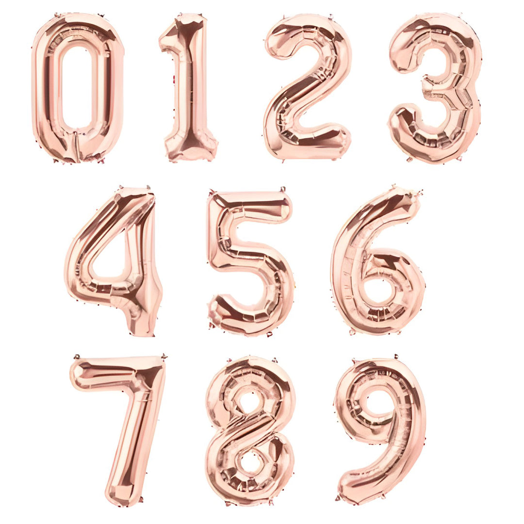 16 STANDARD Foil Number Balloons RoseGold [0-9] Party wholesale hub