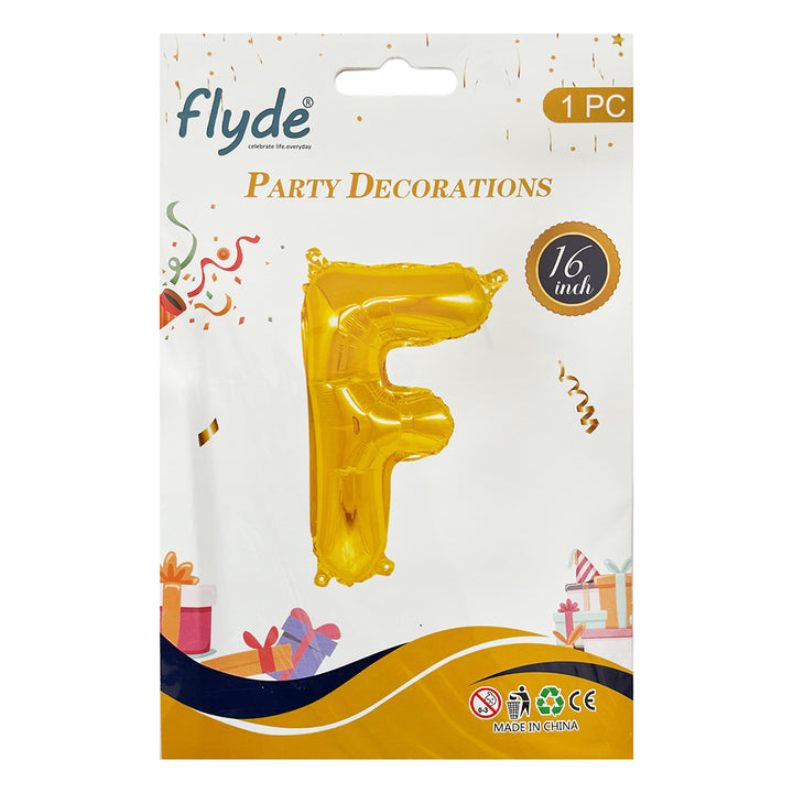 16" STANDARD Foil Alphabet Balloons- Golden (Letters A - Z)