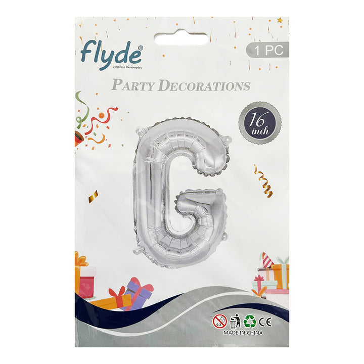 16" STANDARD Foil Alphabet Balloons- Silver (Letters A - Z)