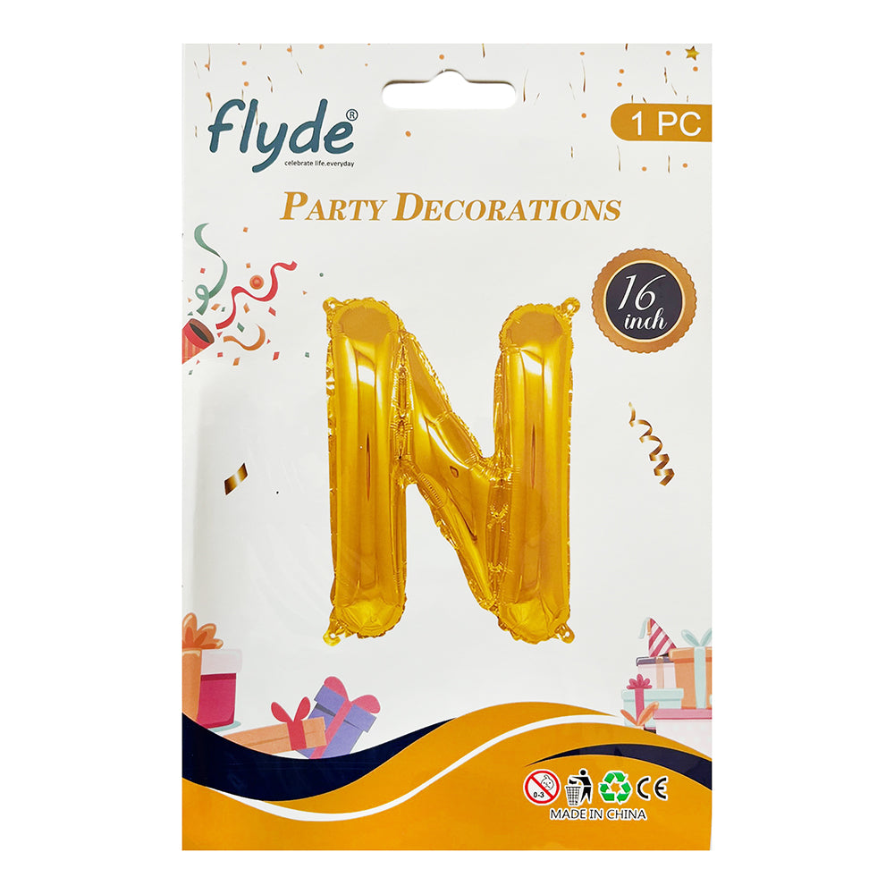 16" STANDARD Foil Alphabet Balloons- Golden (Letters A - Z)