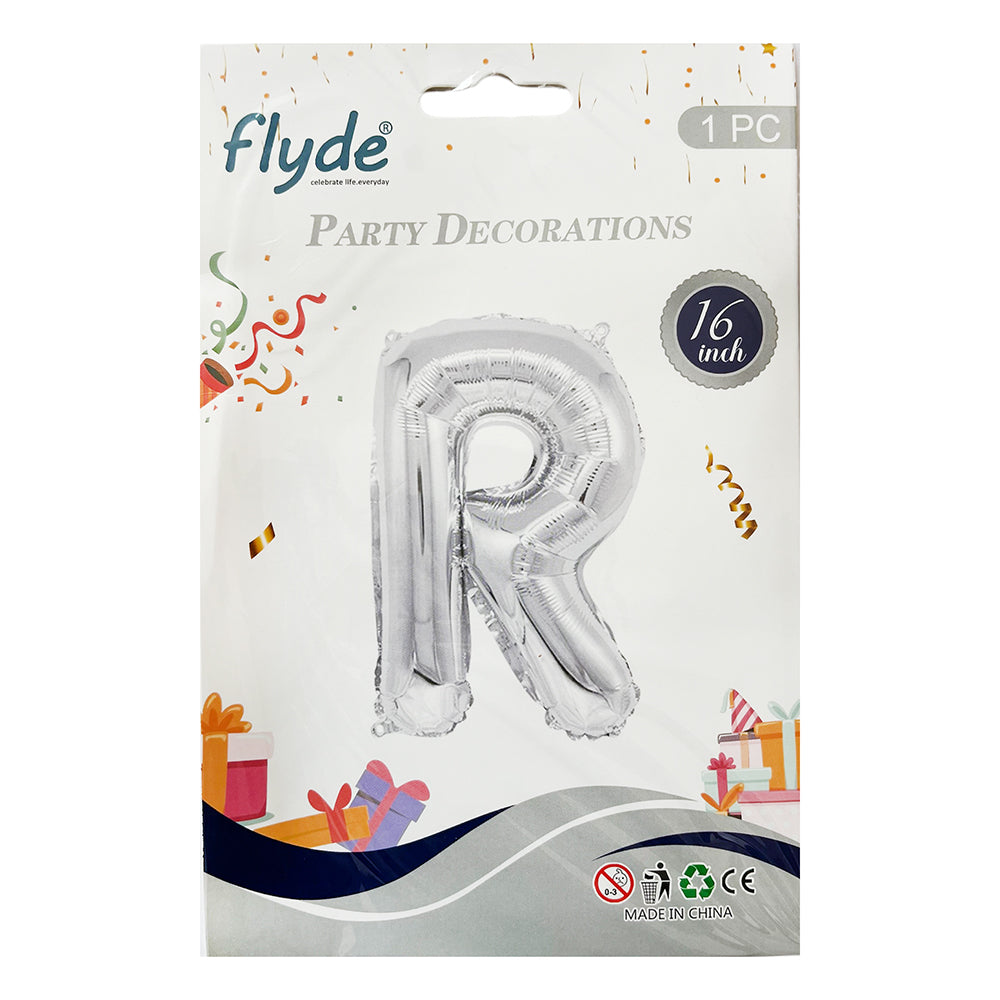 16" STANDARD Foil Alphabet Balloons- Silver (Letters A - Z)