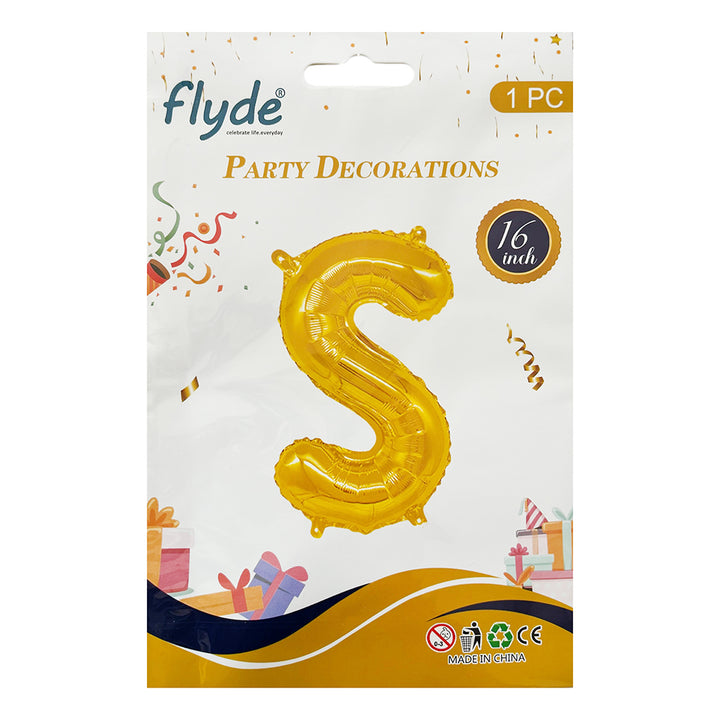 16" STANDARD Foil Alphabet Balloons- Golden (Letters A - Z)