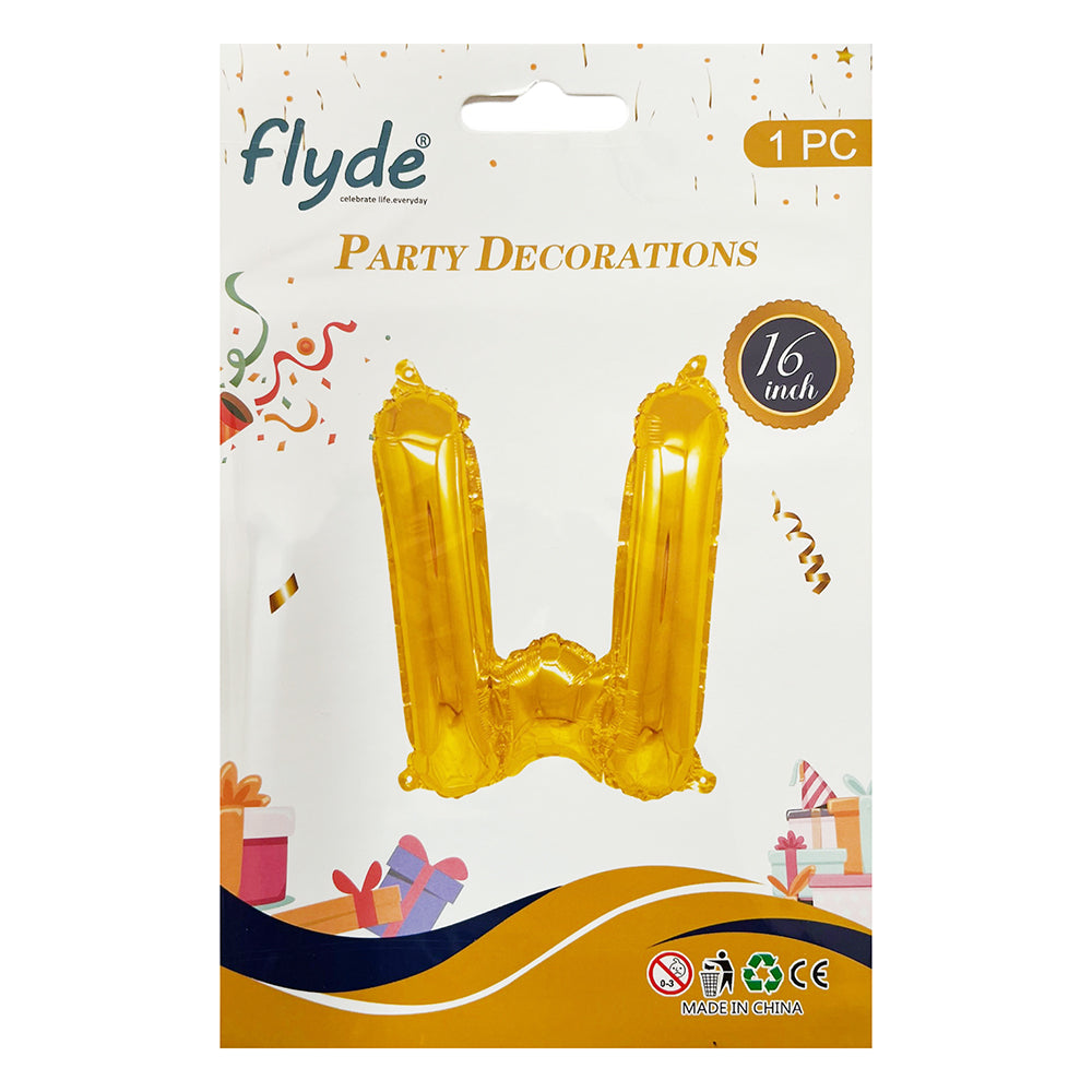 16" STANDARD Foil Alphabet Balloons- Golden (Letters A - Z)