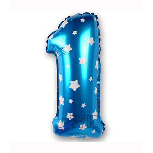 16" STANDARD Foil Number Balloons- Blue (Numbers 0 - 9)