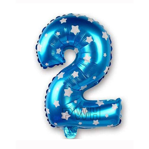 16" STANDARD Foil Number Balloons- Blue (Numbers 0 - 9)