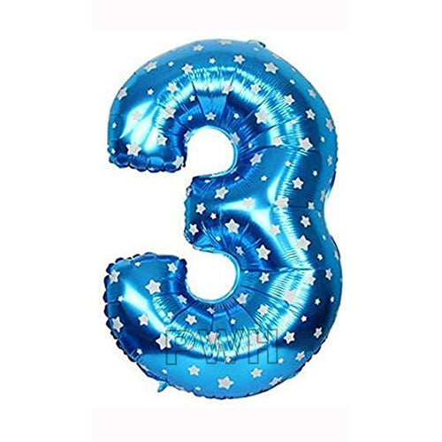 16" STANDARD Foil Number Balloons- Blue (Numbers 0 - 9)