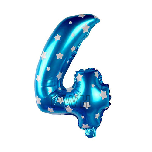 16" STANDARD Foil Number Balloons- Blue (Numbers 0 - 9)
