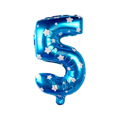16" STANDARD Foil Number Balloons- Blue (Numbers 0 - 9)
