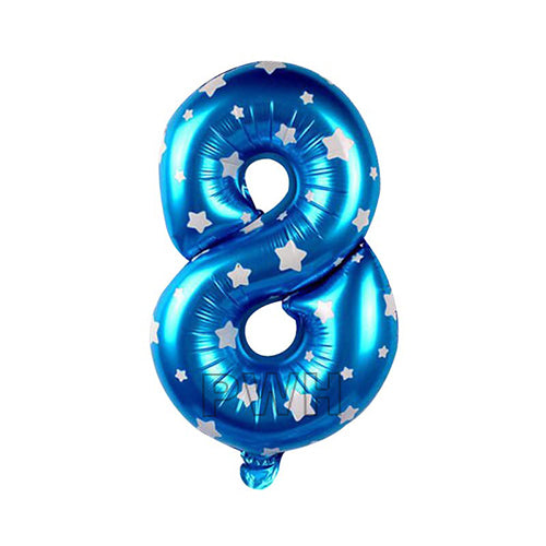 16" STANDARD Foil Number Balloons- Blue (Numbers 0 - 9)