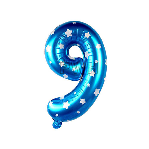 16" STANDARD Foil Number Balloons- Blue (Numbers 0 - 9)
