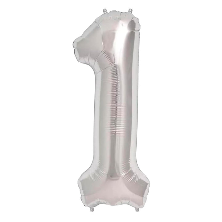 16 STANDARD Foil Number Balloons Sliver - 1 Party wholesale hub