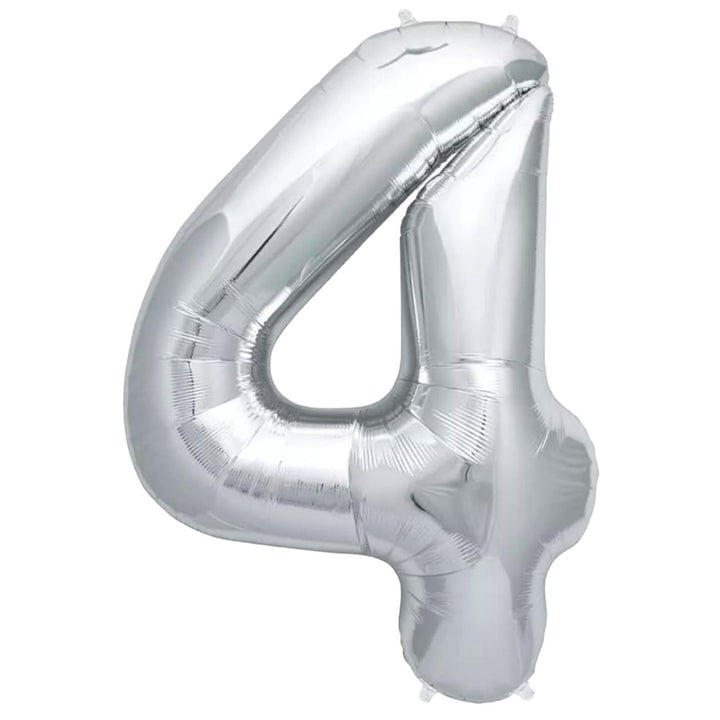 16 STANDARD Foil Number Balloons Sliver - 4 Party wholesale hub