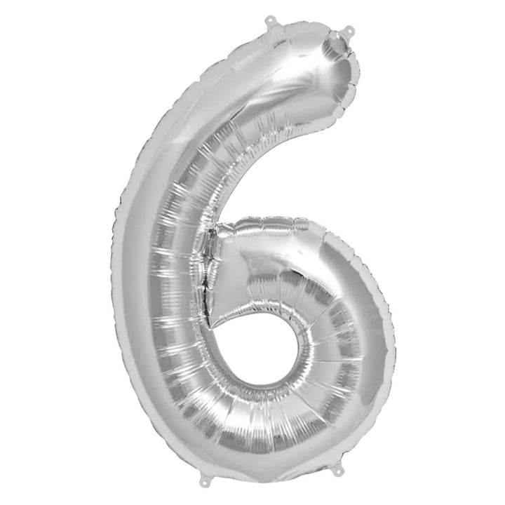 16 STANDARD Foil Number Balloons Sliver - 6 Party wholesale hub